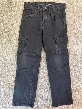 Steve's Jeans Kids Black Cargo Denim Pants Size 6